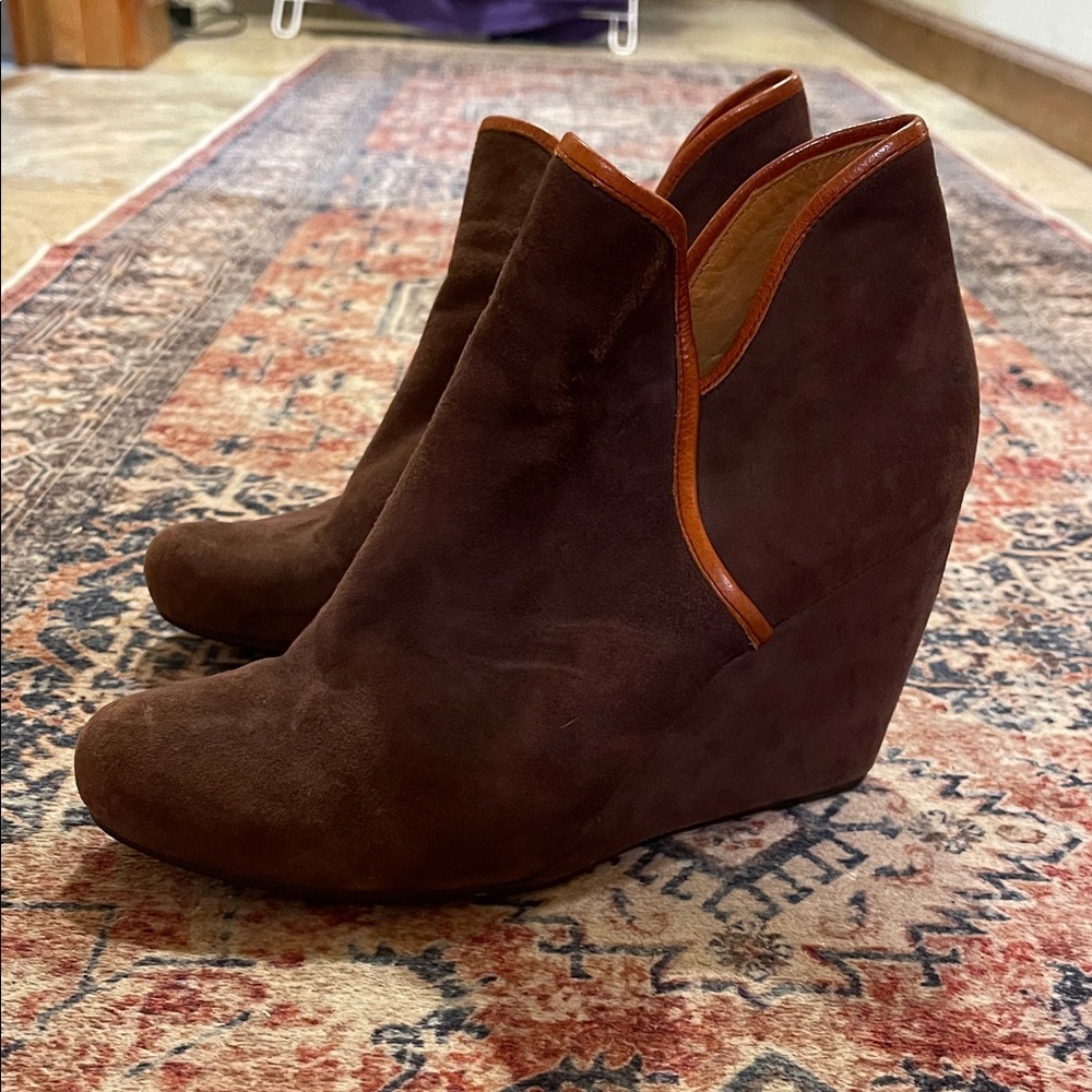 Coclico Brown Suede Wedge Ankle Boots EU 39